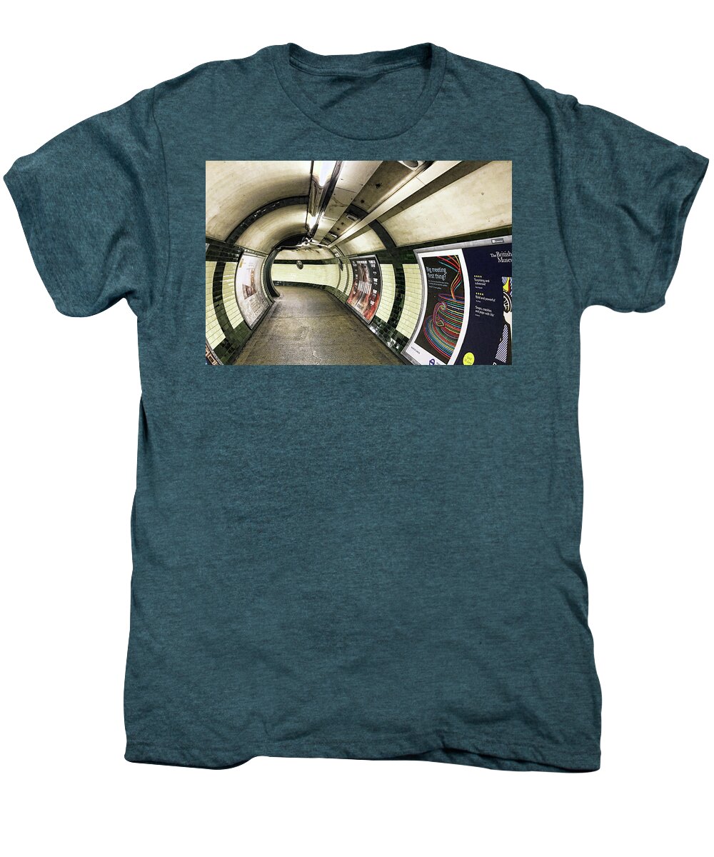 Tube Men's Premium T-Shirt featuring the photograph London Tube by Nora Martinez