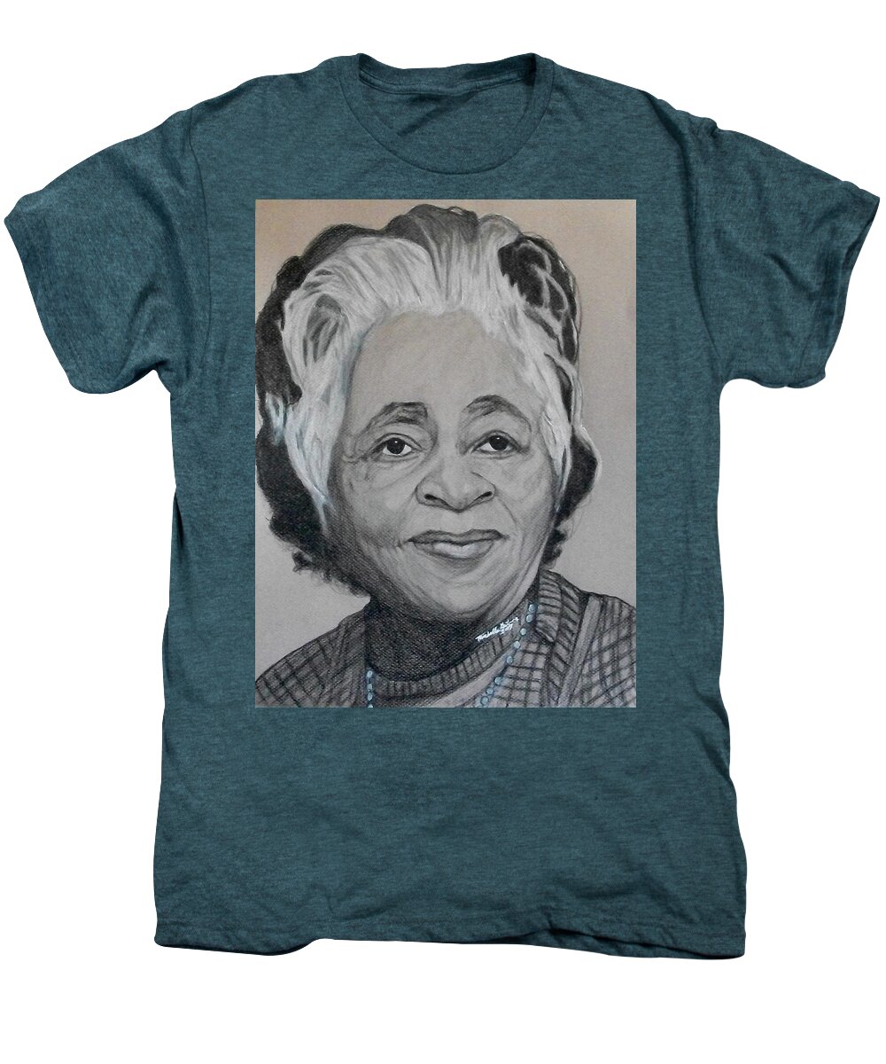 Portrait Men's Premium T-Shirt featuring the drawing Lula Bannister-Johnson by Michelle Gilmore