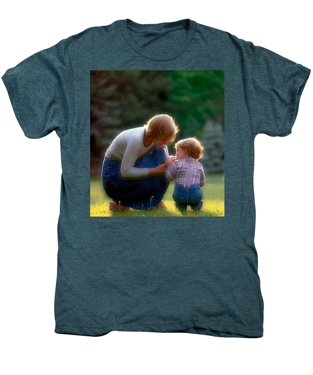 Mother And Son Men's Premium T-Shirt featuring the photograph Mother with kid by Juan Carlos Ferro Duque