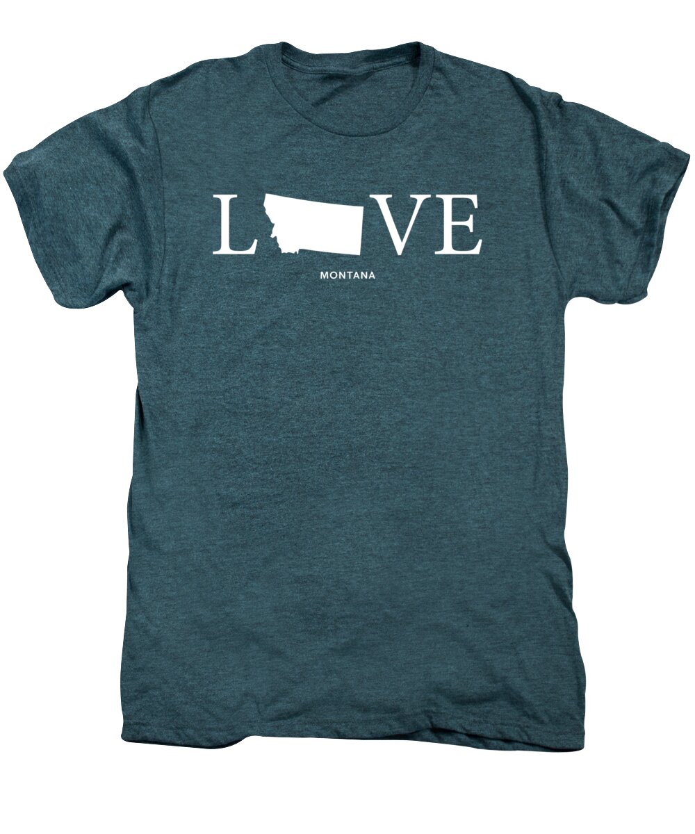 Montana Men's Premium T-Shirt featuring the mixed media MT Love by Nancy Ingersoll
