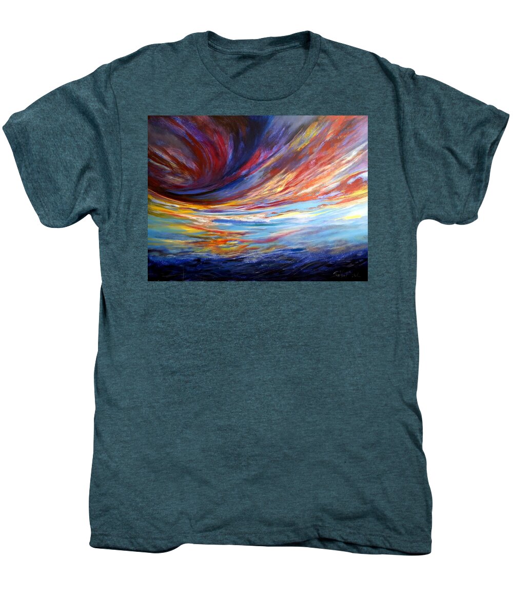 Intense Vivid Colors Landscape Men's Premium T-Shirt featuring the painting Natchez sky by Jan VonBokel