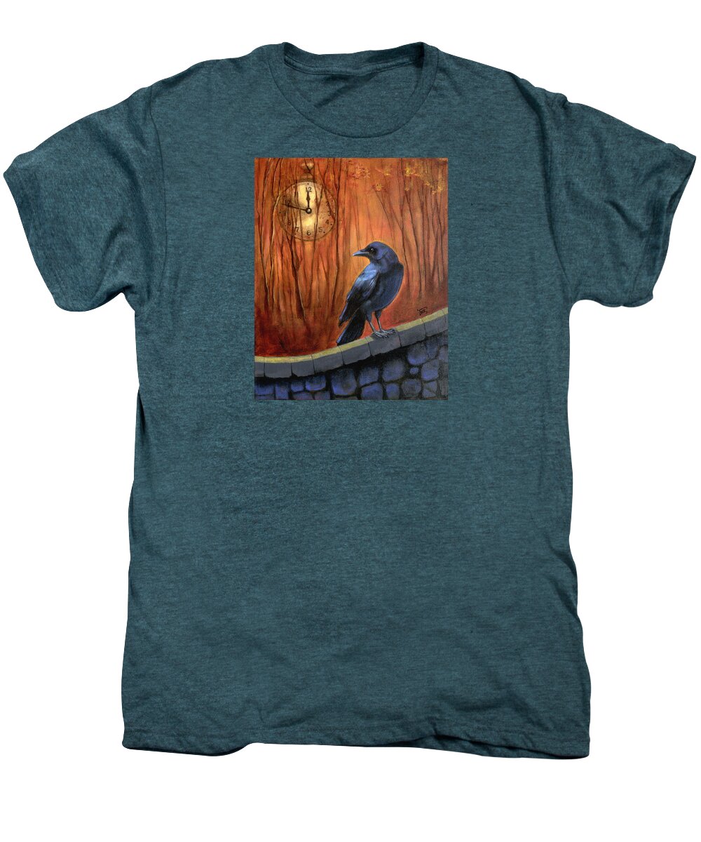 Crow Men's Premium T-Shirt featuring the painting Nearing Midnight by Terry Webb Harshman