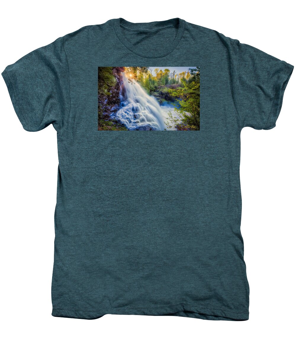 Flowing Men's Premium T-Shirt featuring the photograph Partridge Falls in Late Afternoon by Rikk Flohr