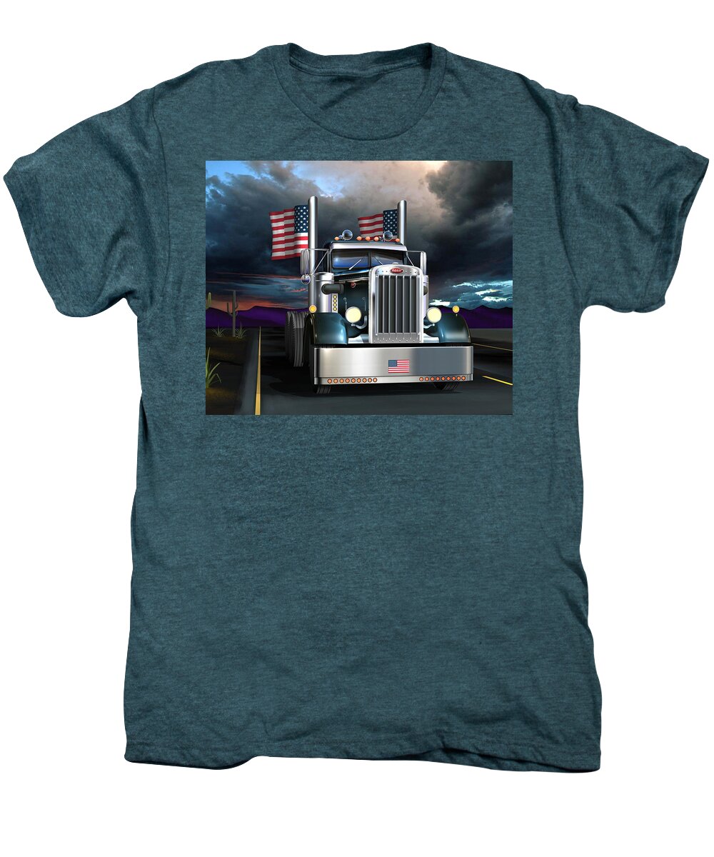 Peterbilt Men's Premium T-Shirt featuring the digital art Patriotic Pete by Stuart Swartz