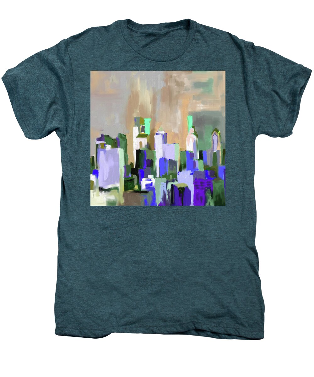 United States Men's Premium T-Shirt featuring the painting Philadelphia Skyline 650 2 by Mawra Tahreem