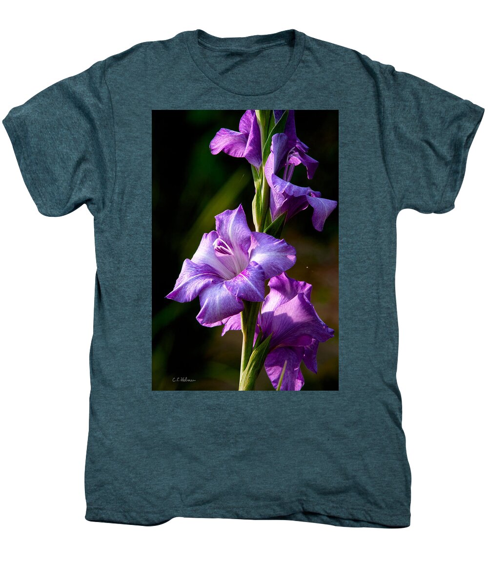 Gladiolas Men's Premium T-Shirt featuring the photograph Purple Glads by Christopher Holmes