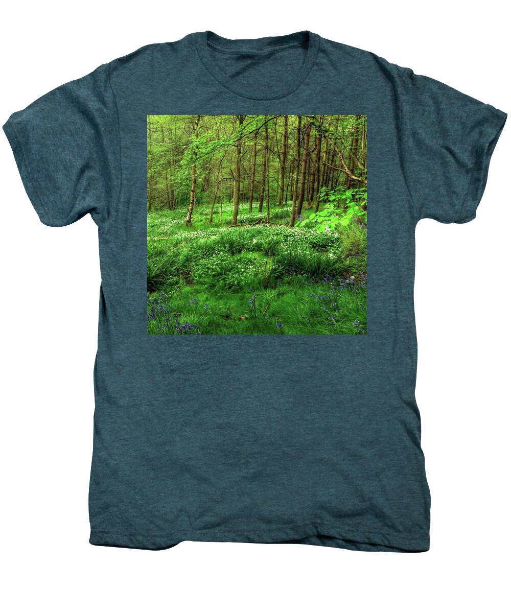 Nature Men's Premium T-Shirt featuring the photograph Ramsons And Bluebells, Bentley Woods by John Edwards