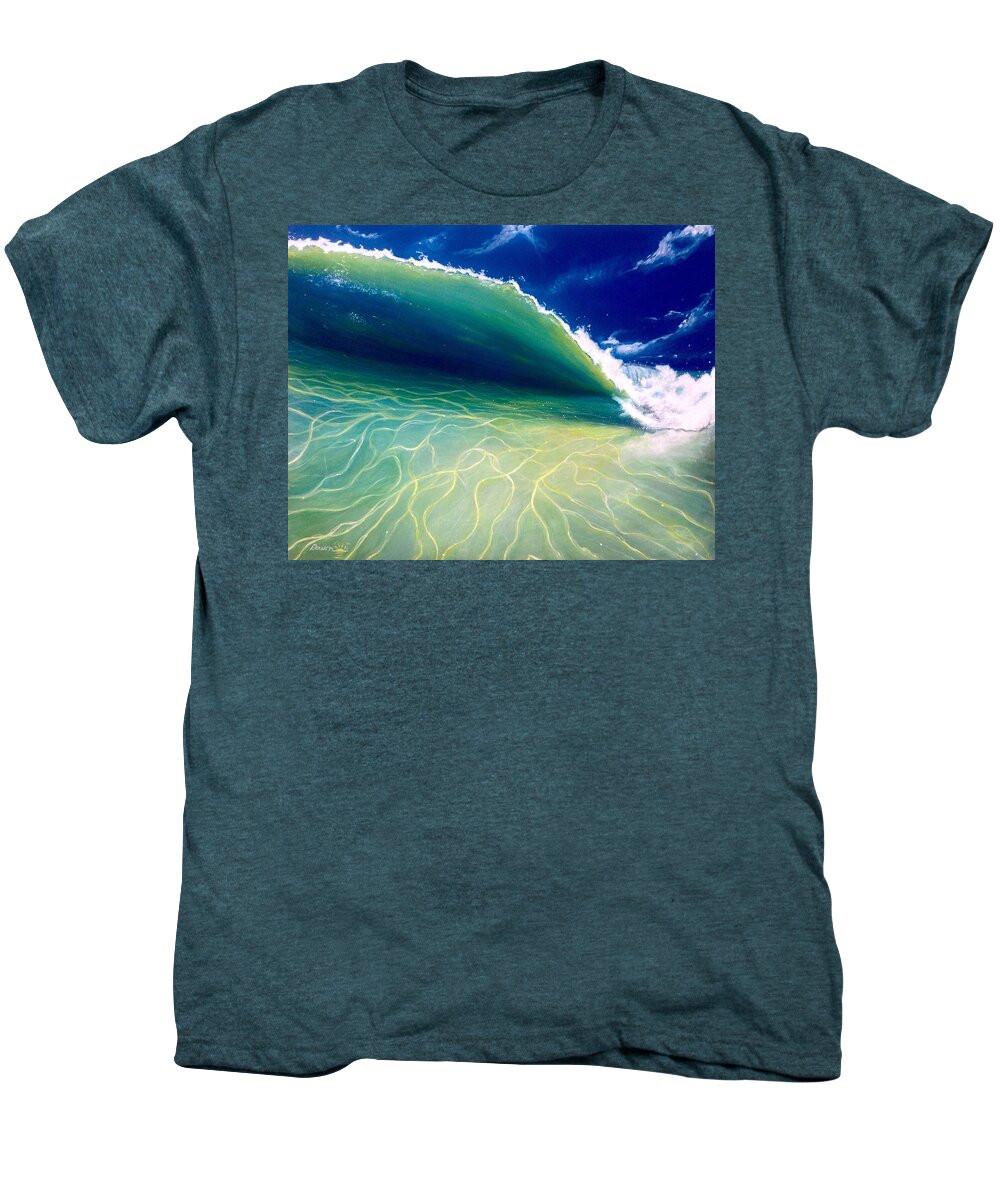 Wave Men's Premium T-Shirt featuring the painting Reflections by Dawn Harrell