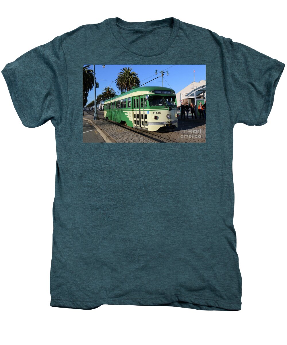 Cable Car Men's Premium T-Shirt featuring the photograph SF Muni Railway Trolley Number 1006 by Steven Spak