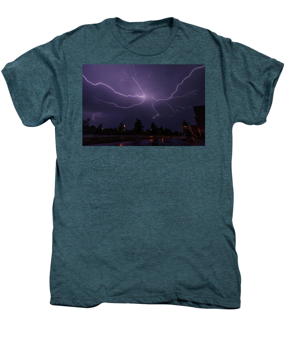 05/14/2018 Men's Premium T-Shirt featuring the photograph Spider Lightning over DC by Jeff at JSJ Photography