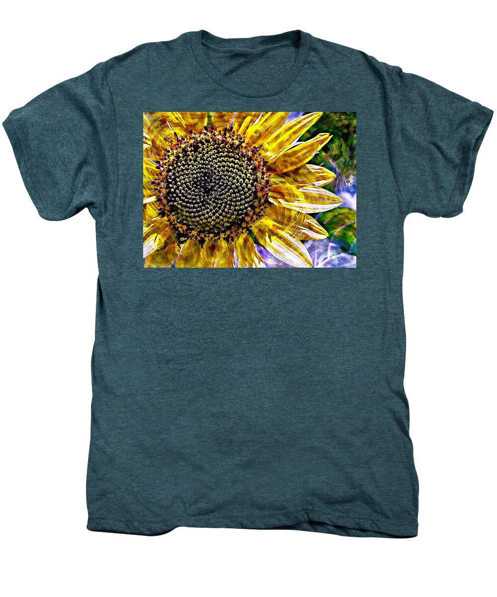 Photography By Suzanne Stout Men's Premium T-Shirt featuring the photograph Sunflower Study by Suzanne Stout