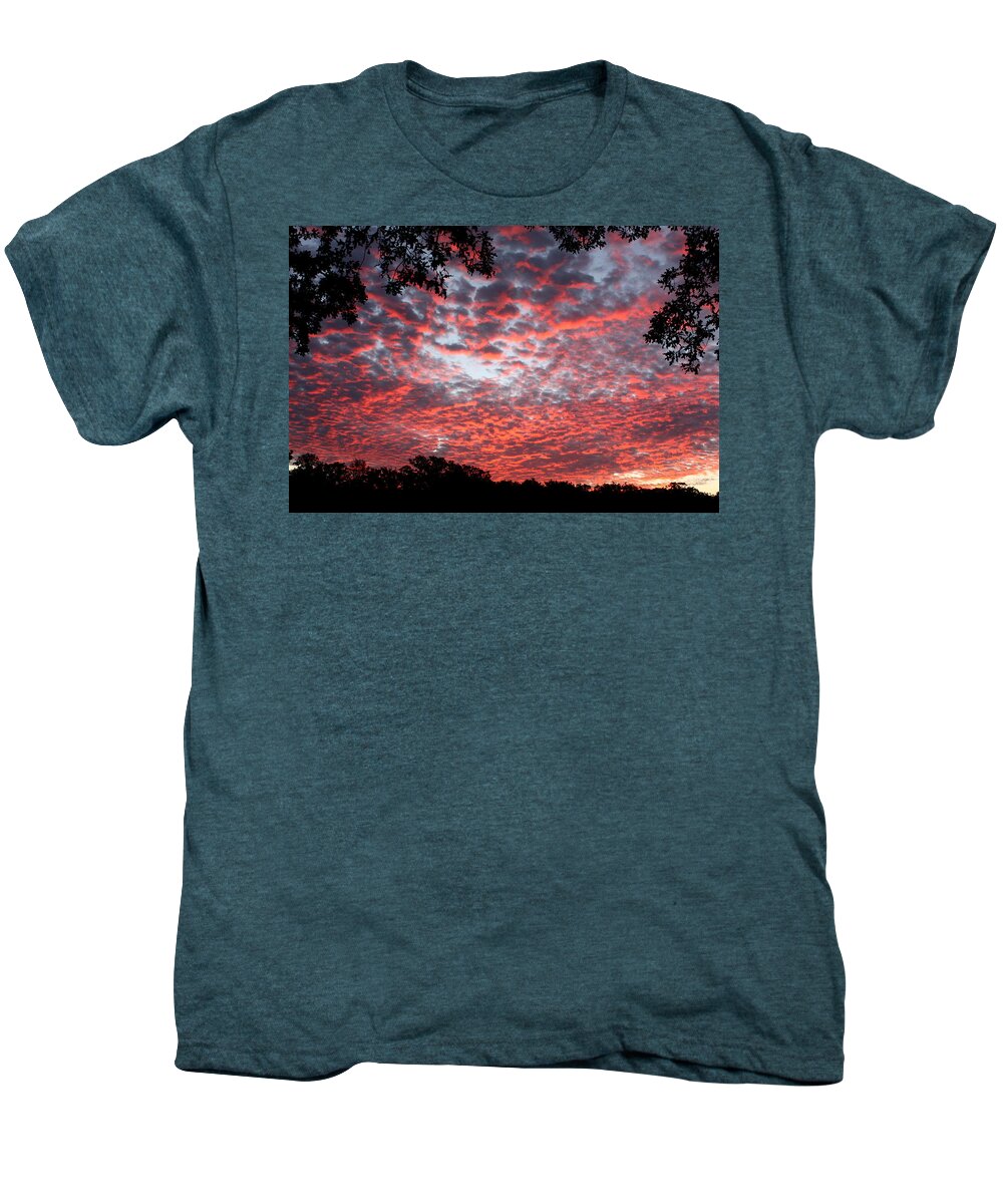 Nature Men's Premium T-Shirt featuring the photograph Sunrise Through the Trees by Sheila Brown