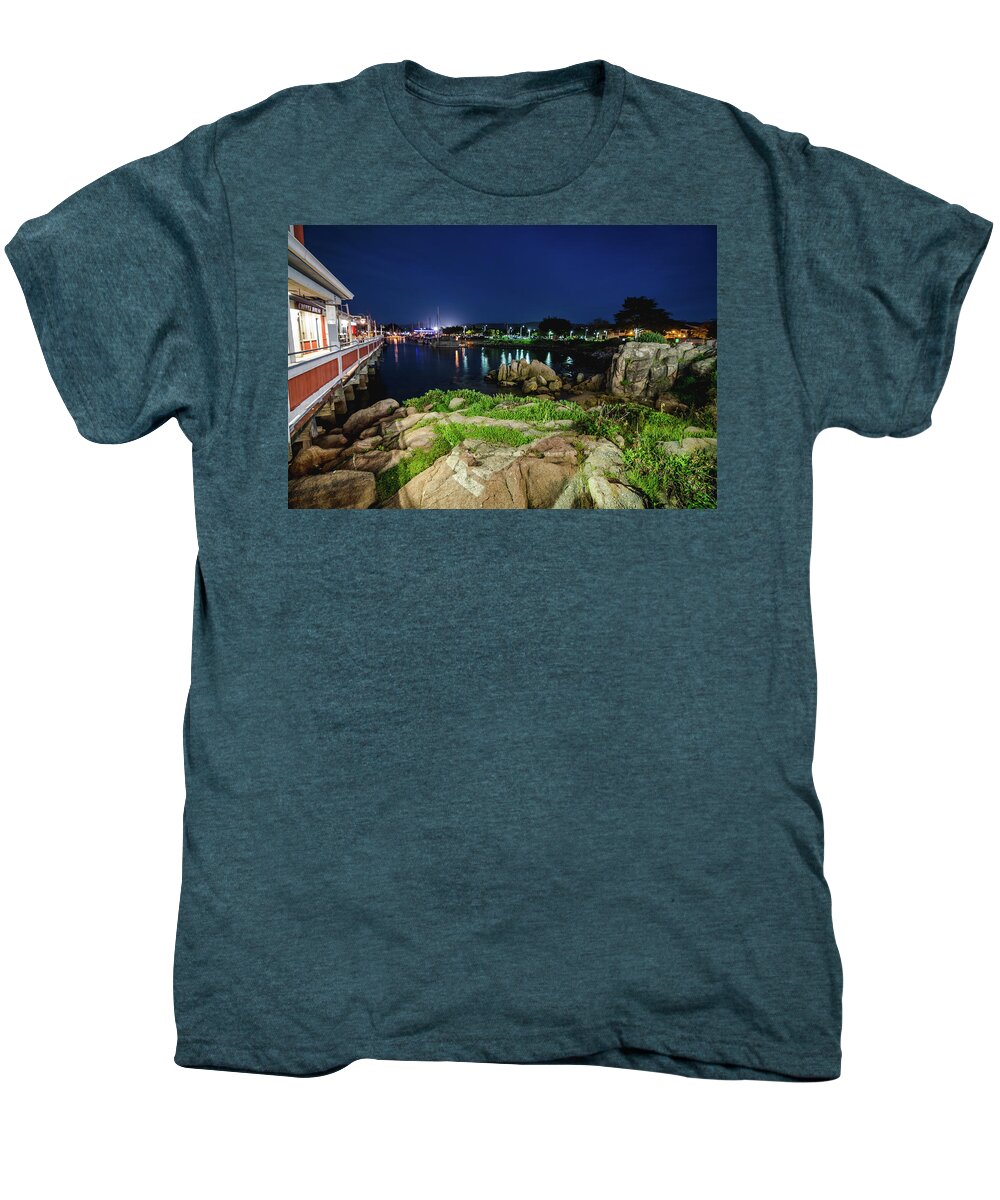 Landscape Men's Premium T-Shirt featuring the photograph The Illuminated Wharf by Margaret Pitcher