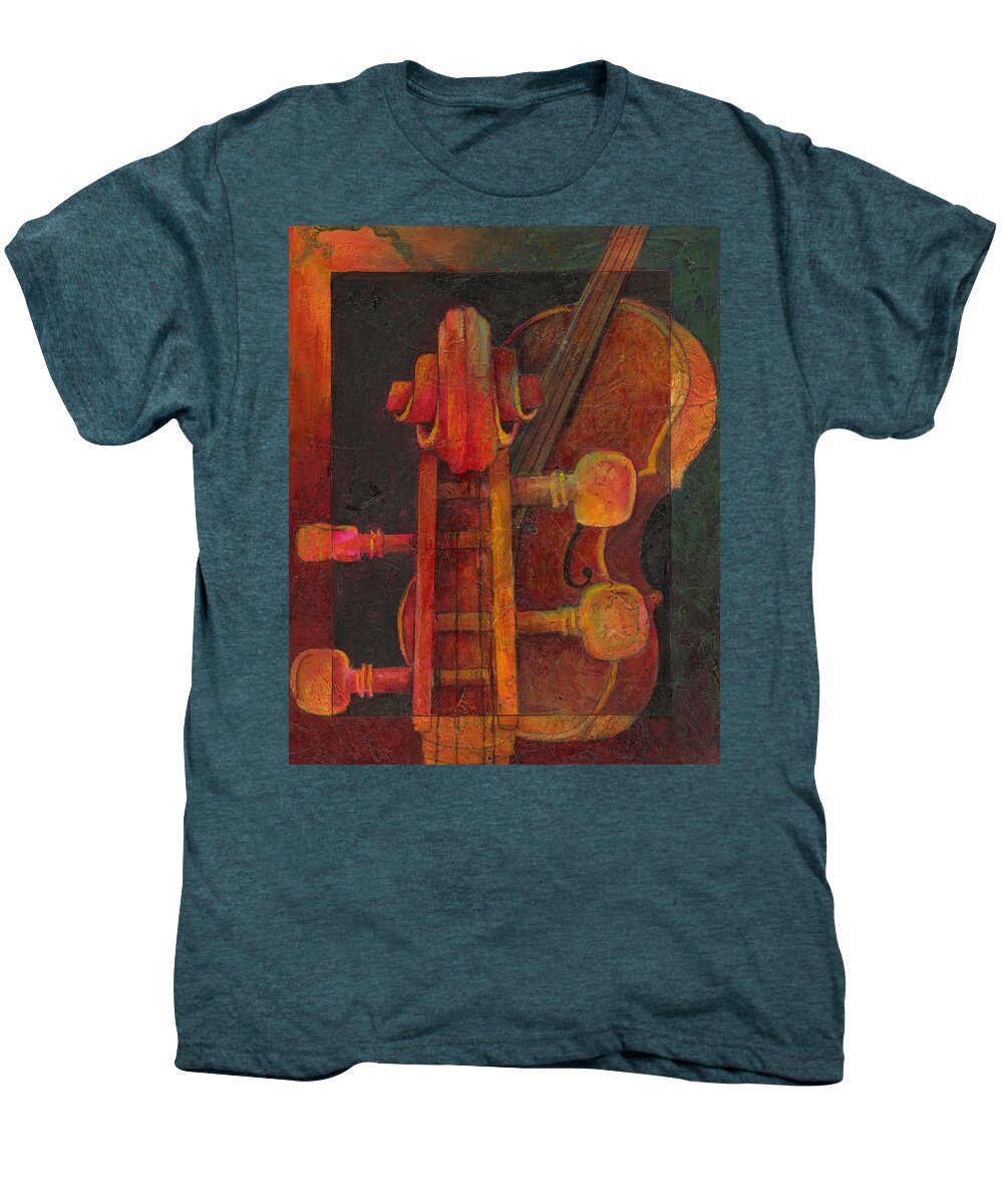 Cello Men's Premium T-Shirt featuring the painting The Mellow Cello by Susanne Clark