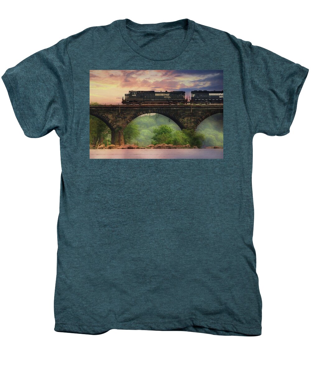 Rockville Bridge Men's Premium T-Shirt featuring the photograph The Morning Run by Lori Deiter
