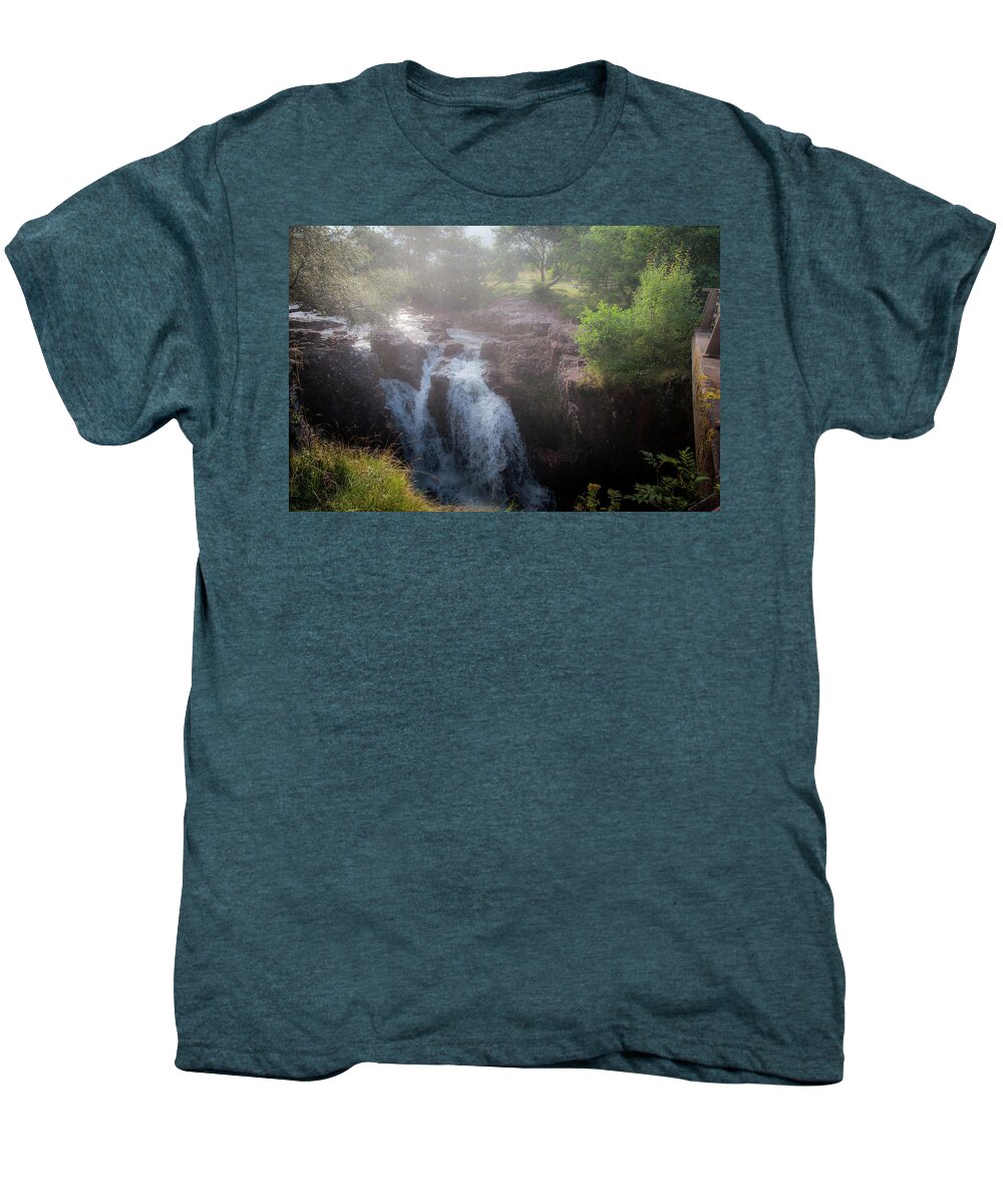 Landscape Men's Premium T-Shirt featuring the photograph Waterfall by Sergey Simanovsky