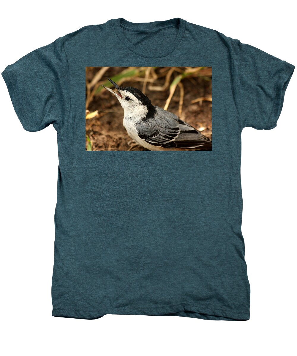 Nature Men's Premium T-Shirt featuring the photograph White Breasted Nuthatch 2 by Sheila Brown
