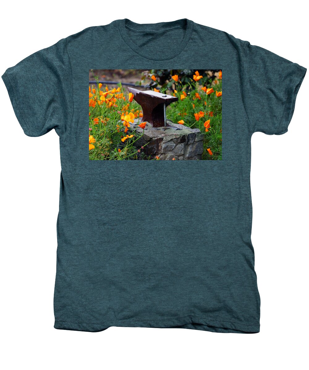 Anvil Men's Premium T-Shirt featuring the photograph Anvil in the Poppies by Anthony Jones