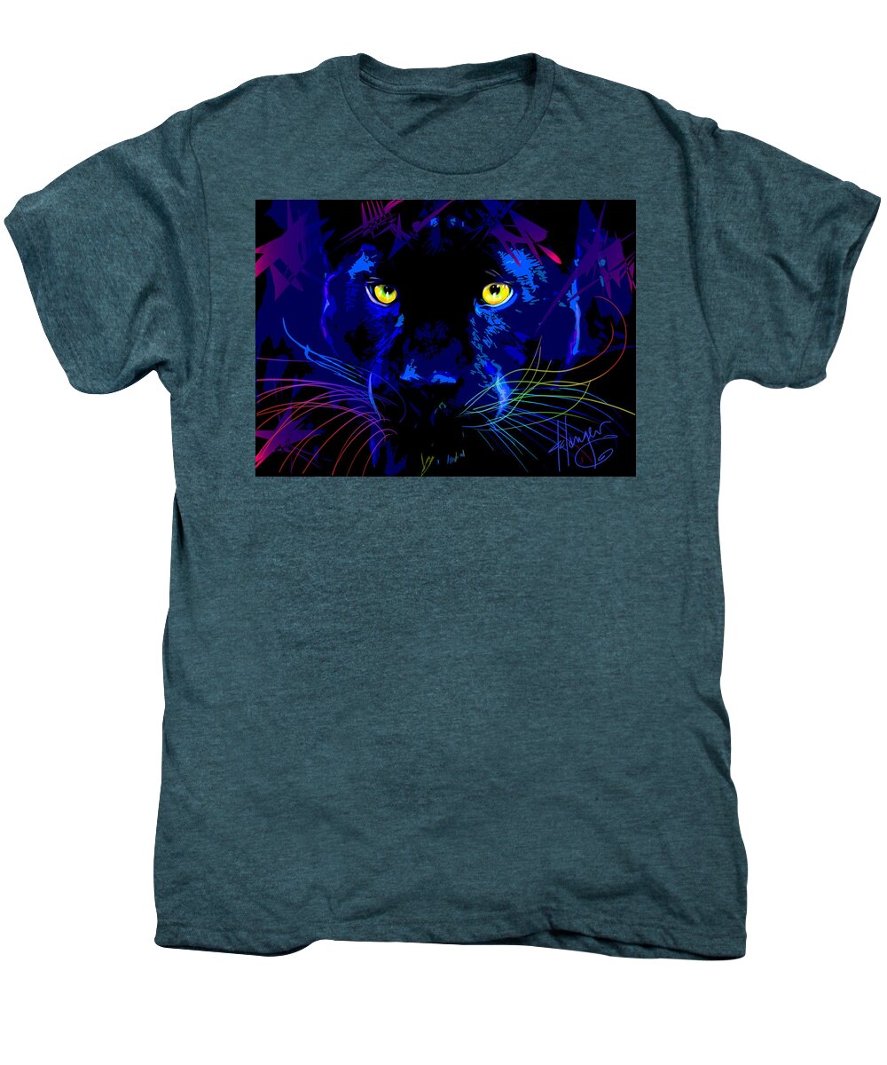 Black Cat Men's Premium T-Shirt featuring the painting pOpCat Black Panther by DC Langer