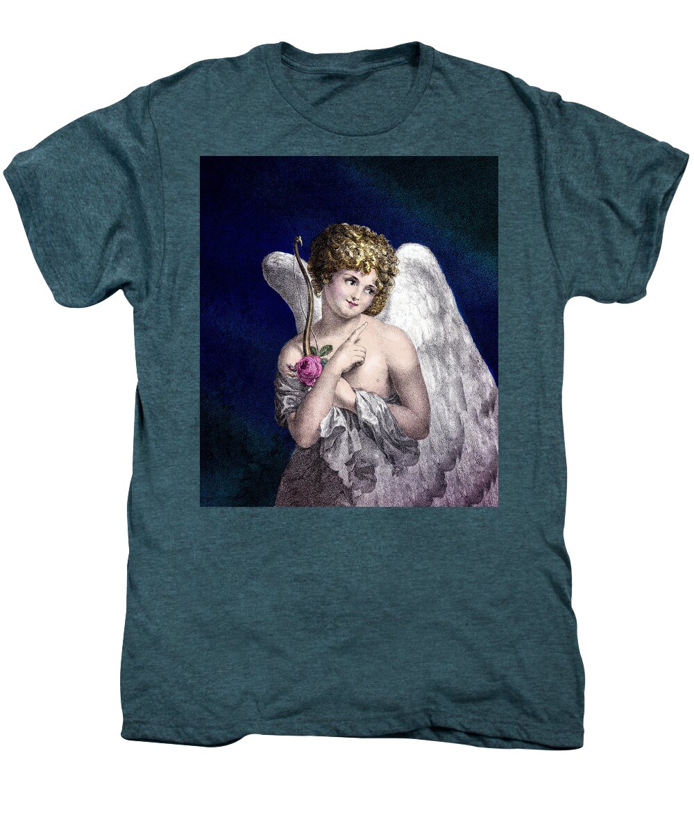 Cupid Men's Premium T-Shirt featuring the digital art Romantic Cupid Wedding or Valentine's Day by Antique Images