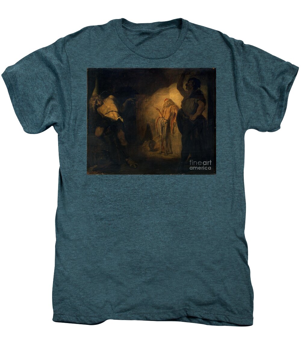 Imprisonment Men's Premium T-Shirt featuring the photograph The Prisoner Of Chillon, 1843 by Ford Madox Brown