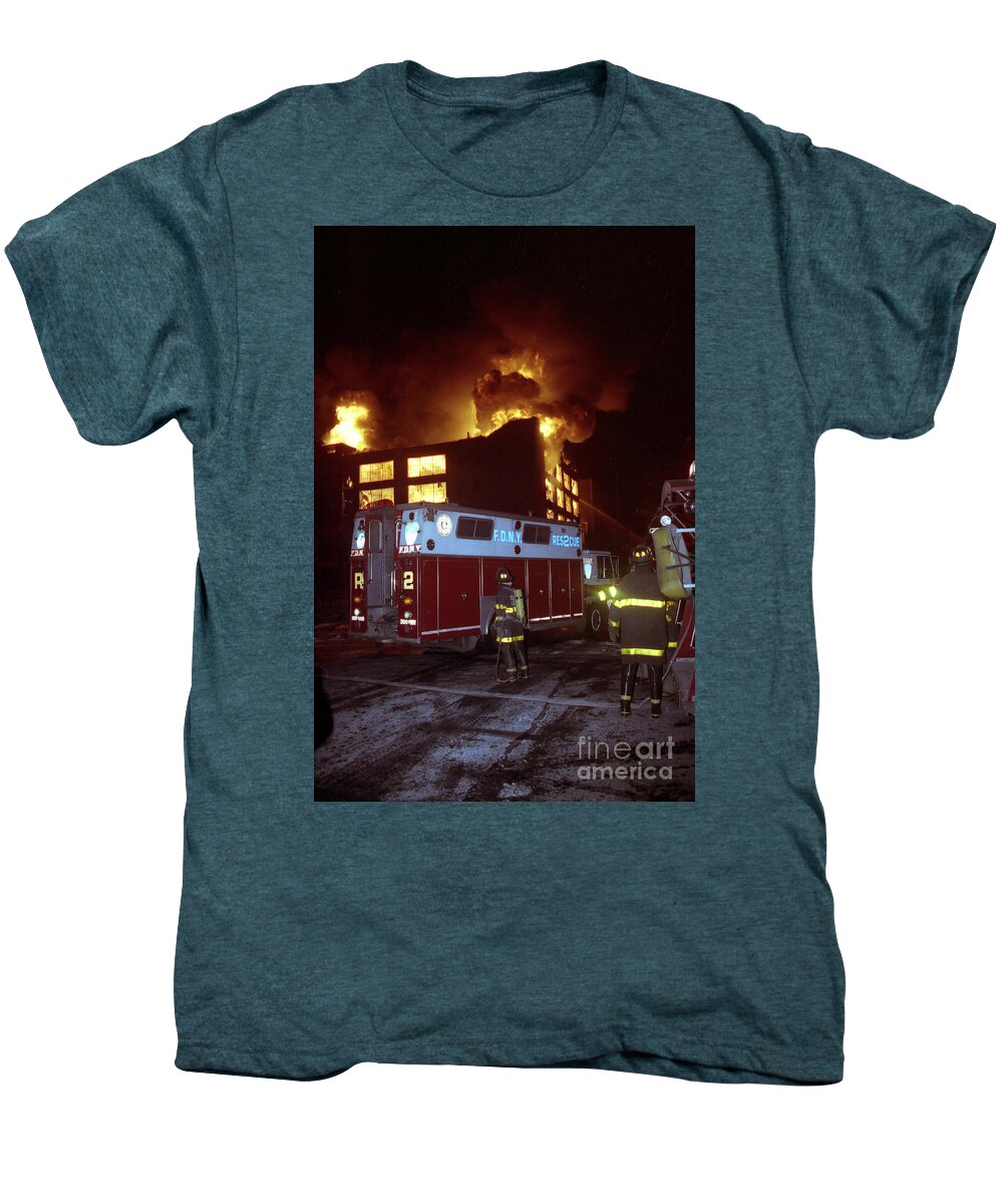 Fdny Men's Premium T-Shirt featuring the photograph 1-15-91 77-55-272 McKibbin Street 5 Alarms by Steven Spak