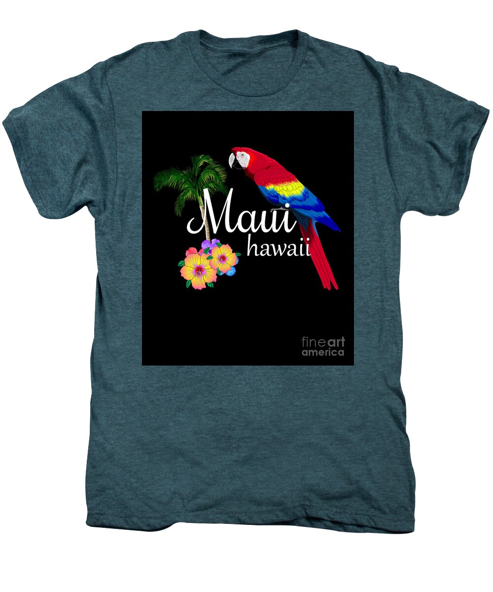 Maui Men's Premium T-Shirt featuring the digital art Maui Hawaii Hawaiian Summer Vacation Tropical Parrot #1 by MacDonald Creative Studios