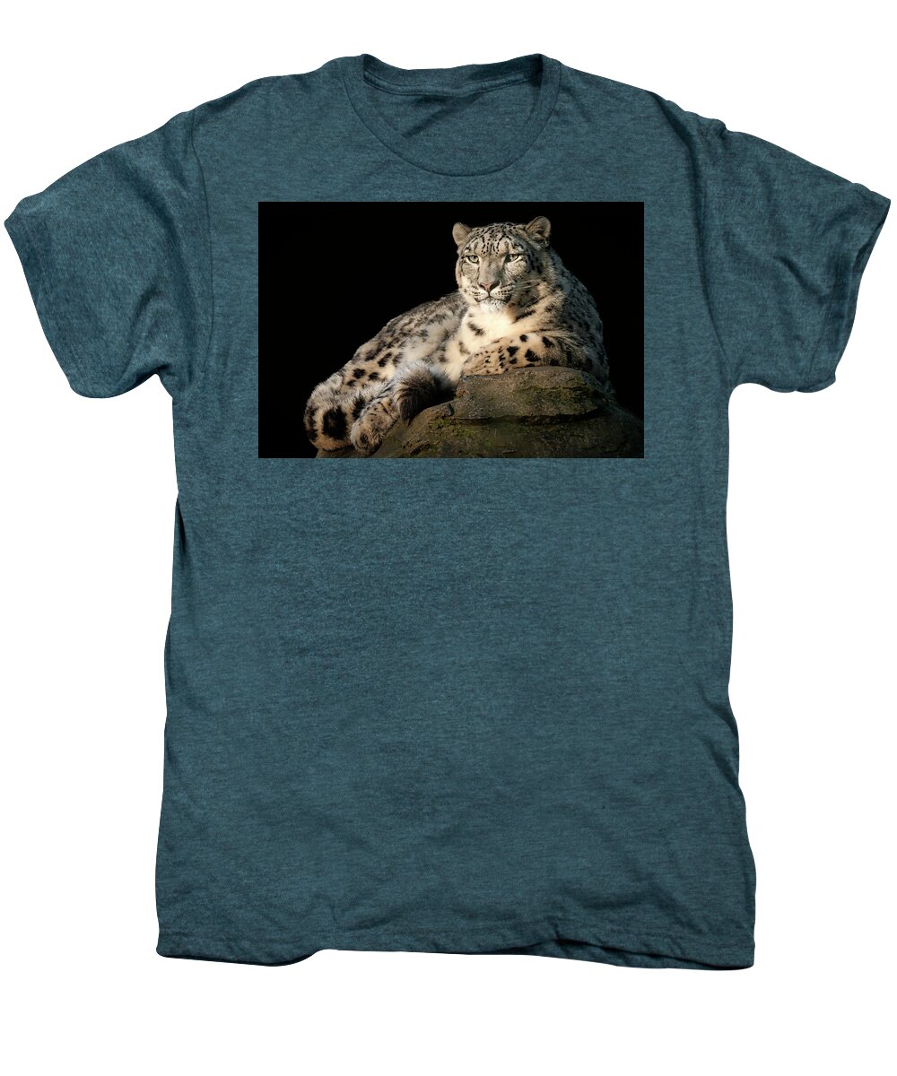 Animal Men's Premium T-Shirt featuring the photograph Snow Leopard portrait #1 by Chris Boulton