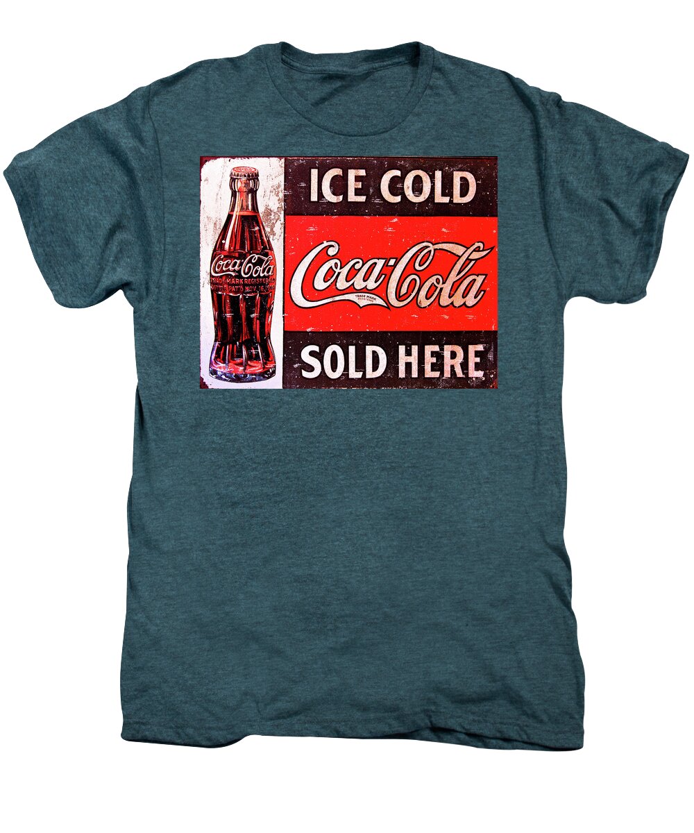 Reid Callaway Coke Men's Premium T-Shirt featuring the photograph Coca-Cola Coke Historic Vintage World Famous Signage Art by Reid Callaway