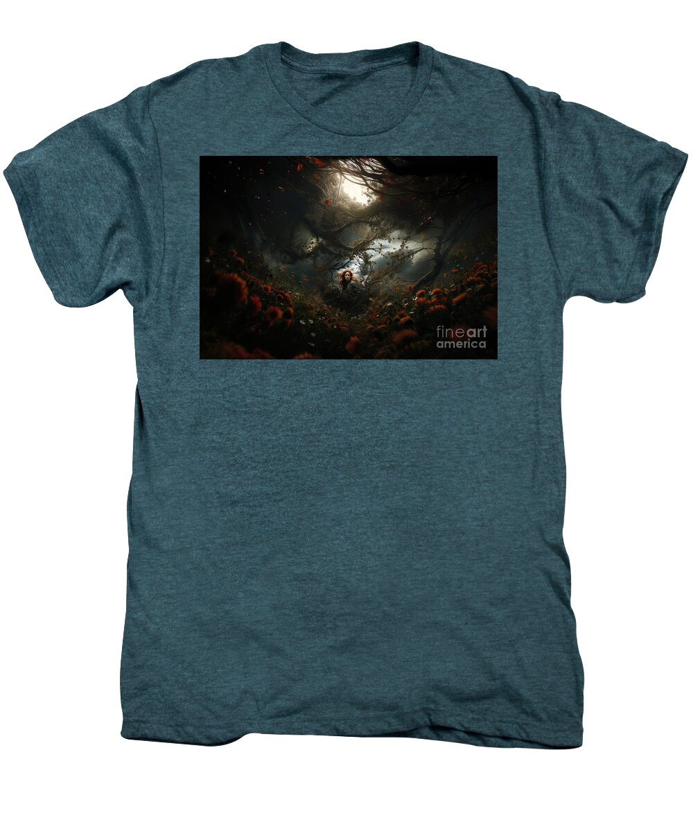  Men's Premium T-Shirt featuring the digital art Down The Red Rabbit Hole by Georgina Hannay