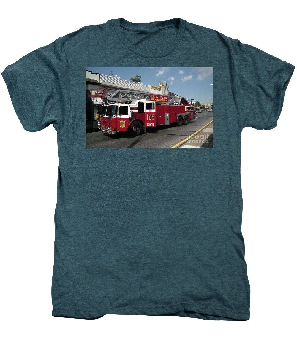 Fdny Men's Premium T-Shirt featuring the photograph FDNY Ladder 165 by Steven Spak