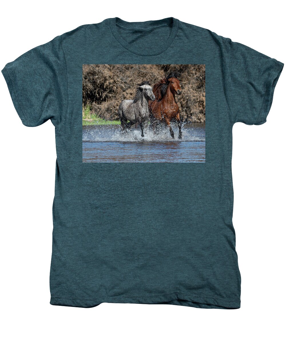 Wild Horses Men's Premium T-Shirt featuring the photograph Full Speed by Mary Hone