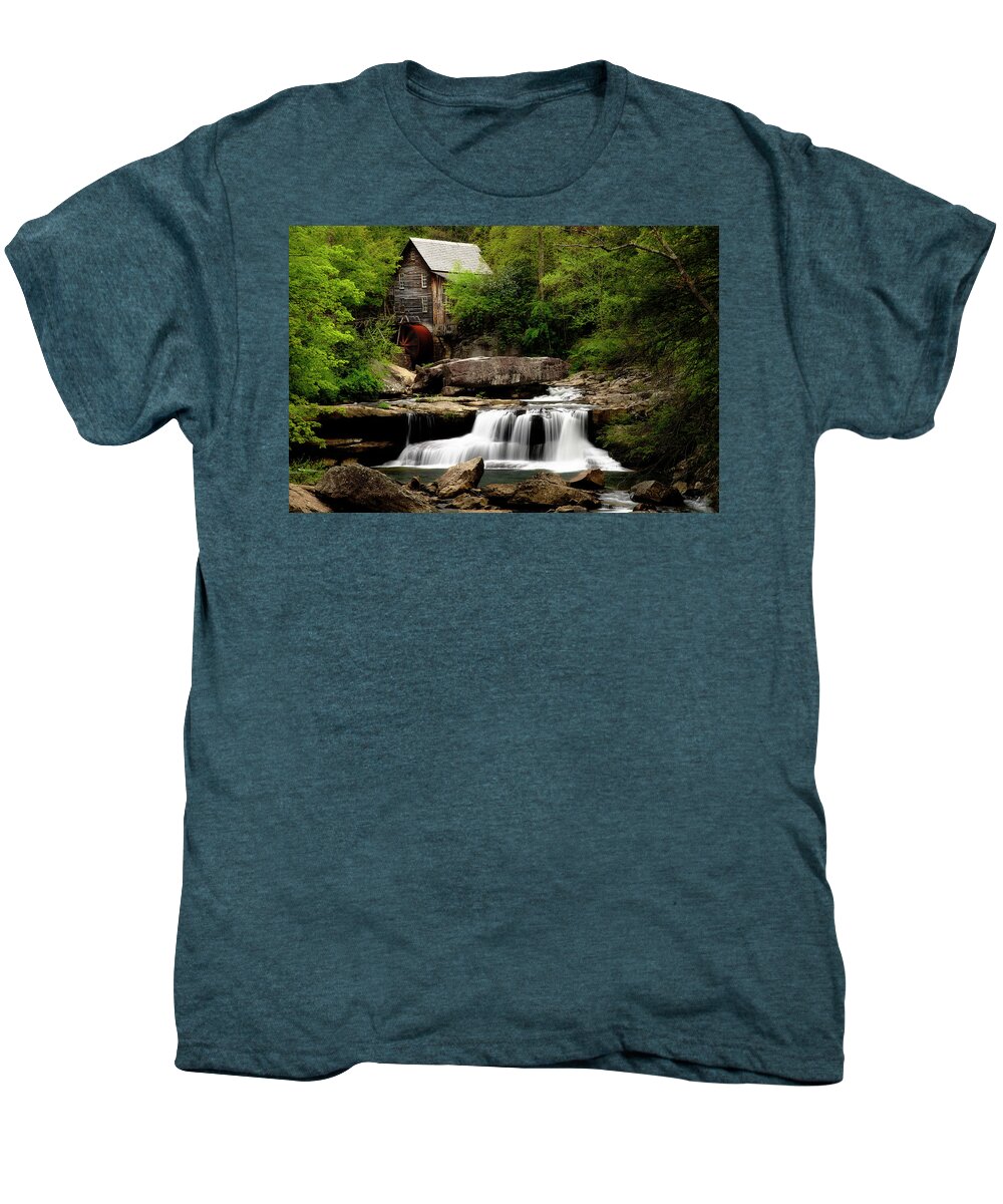 Appalachian Mountains Men's Premium T-Shirt featuring the photograph Glade Creek Grist Mill by Andy Crawford