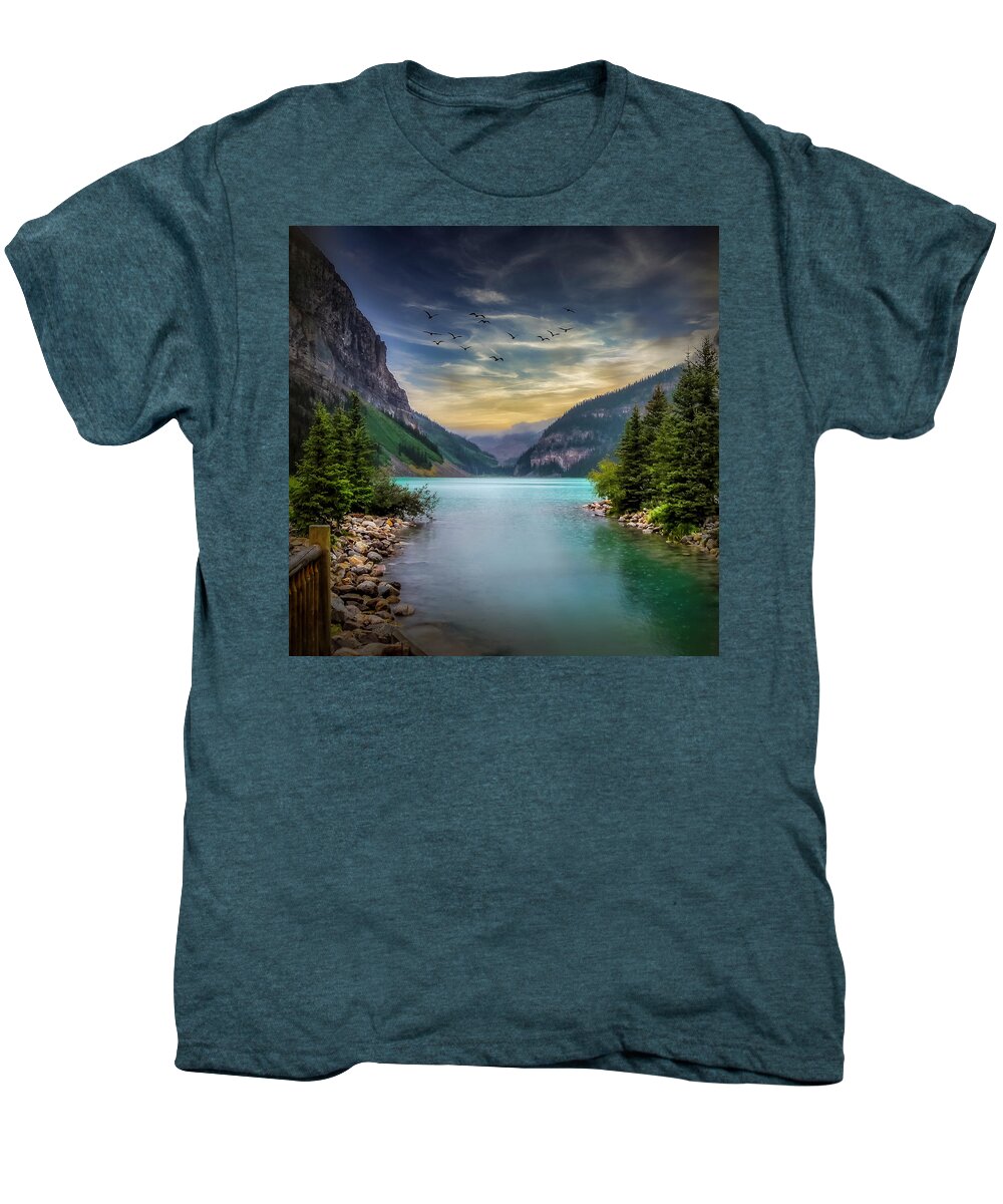 Landscape Men's Premium T-Shirt featuring the photograph Lake Louise by Chris Boulton