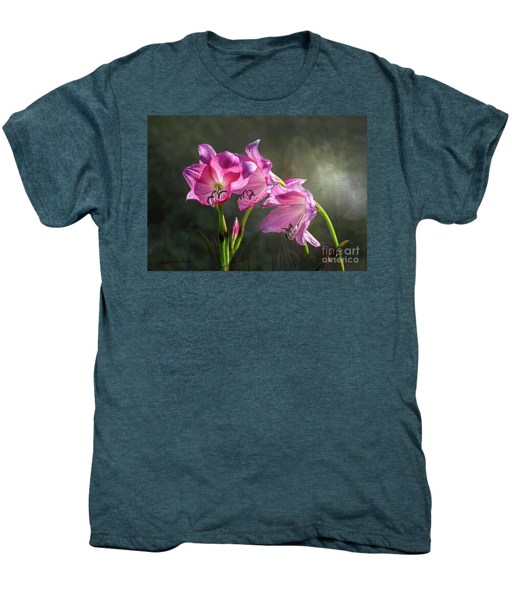 Flowers Men's Premium T-Shirt featuring the digital art Lazy Pink Beauties by Georgianne Giese