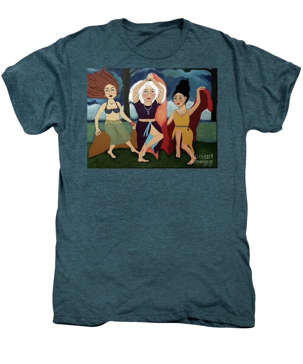 Merry Meet Men's Premium T-Shirt featuring the painting Merry Meet - Goddess Dancing by Jean Fry