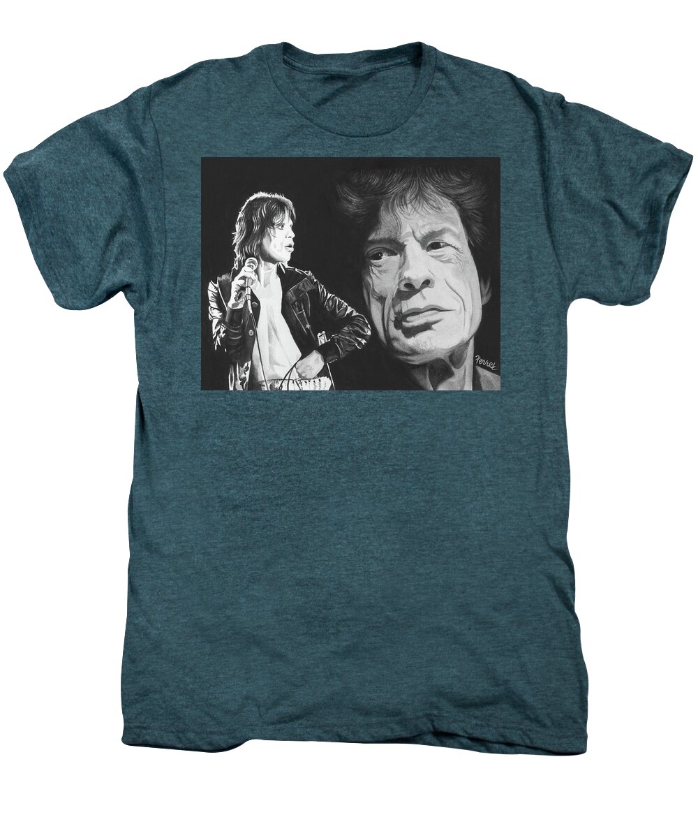 Singer Men's Premium T-Shirt featuring the painting Mick by Ferrel Cordle