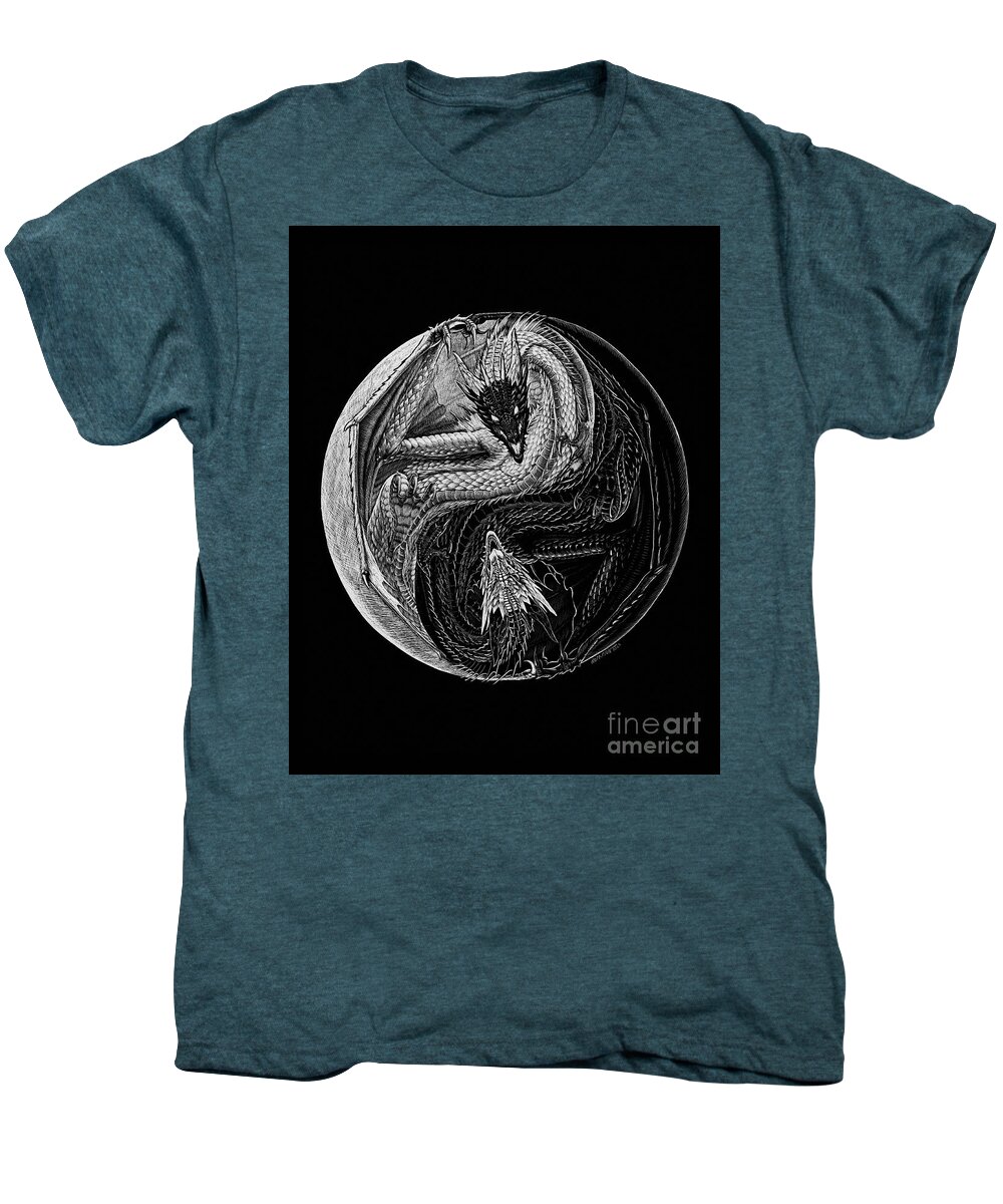 Yin Men's Premium T-Shirt featuring the drawing Paradox Yin Yang by Stanley Morrison