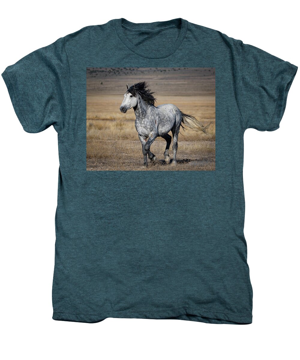 Wild Horses Men's Premium T-Shirt featuring the photograph Running with the wind by Mary Hone