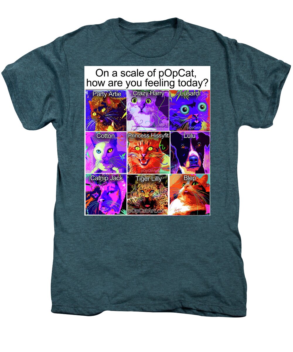 Scale Of Poppet Men's Premium T-Shirt featuring the painting Scale Of pOpCat by DC Langer