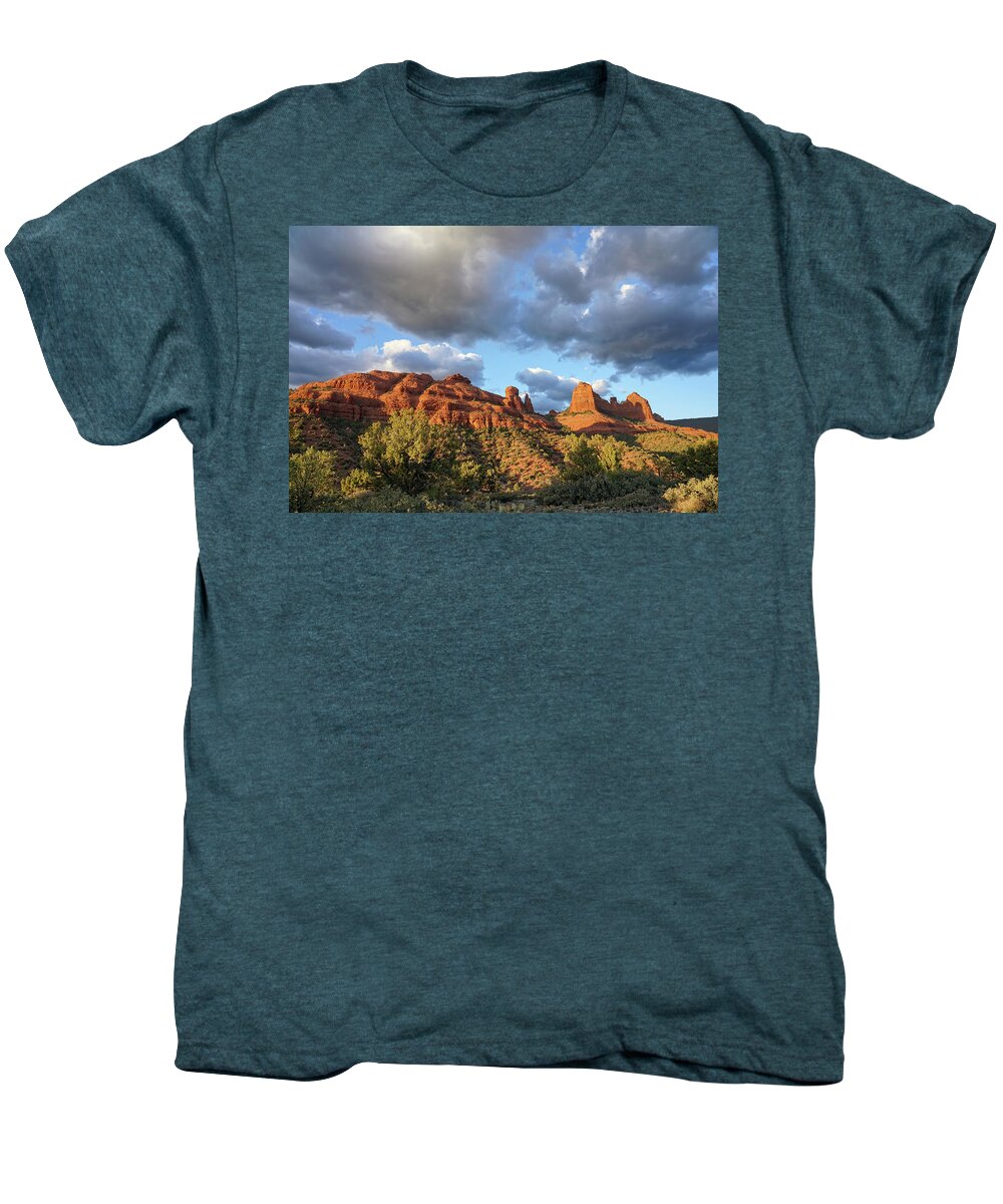 Sedona Men's Premium T-Shirt featuring the photograph Shadows and Spires by Leda Robertson
