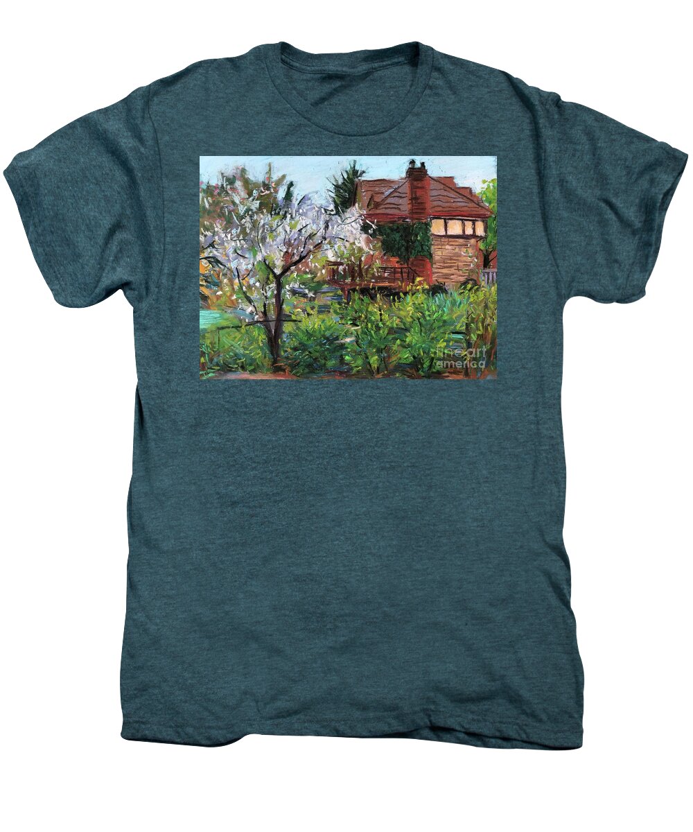 Spring House Men's Premium T-Shirt featuring the painting Spring House by Jieming Wang
