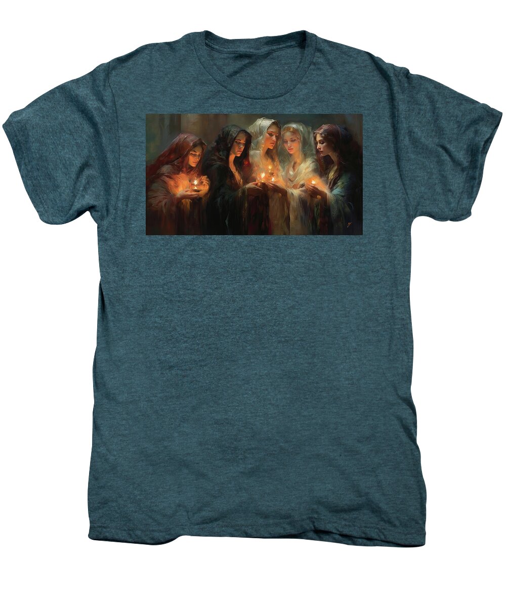 The Five Wise Virgins Men's Premium T-Shirt featuring the painting The Five Wise Virgins by Greg Collins