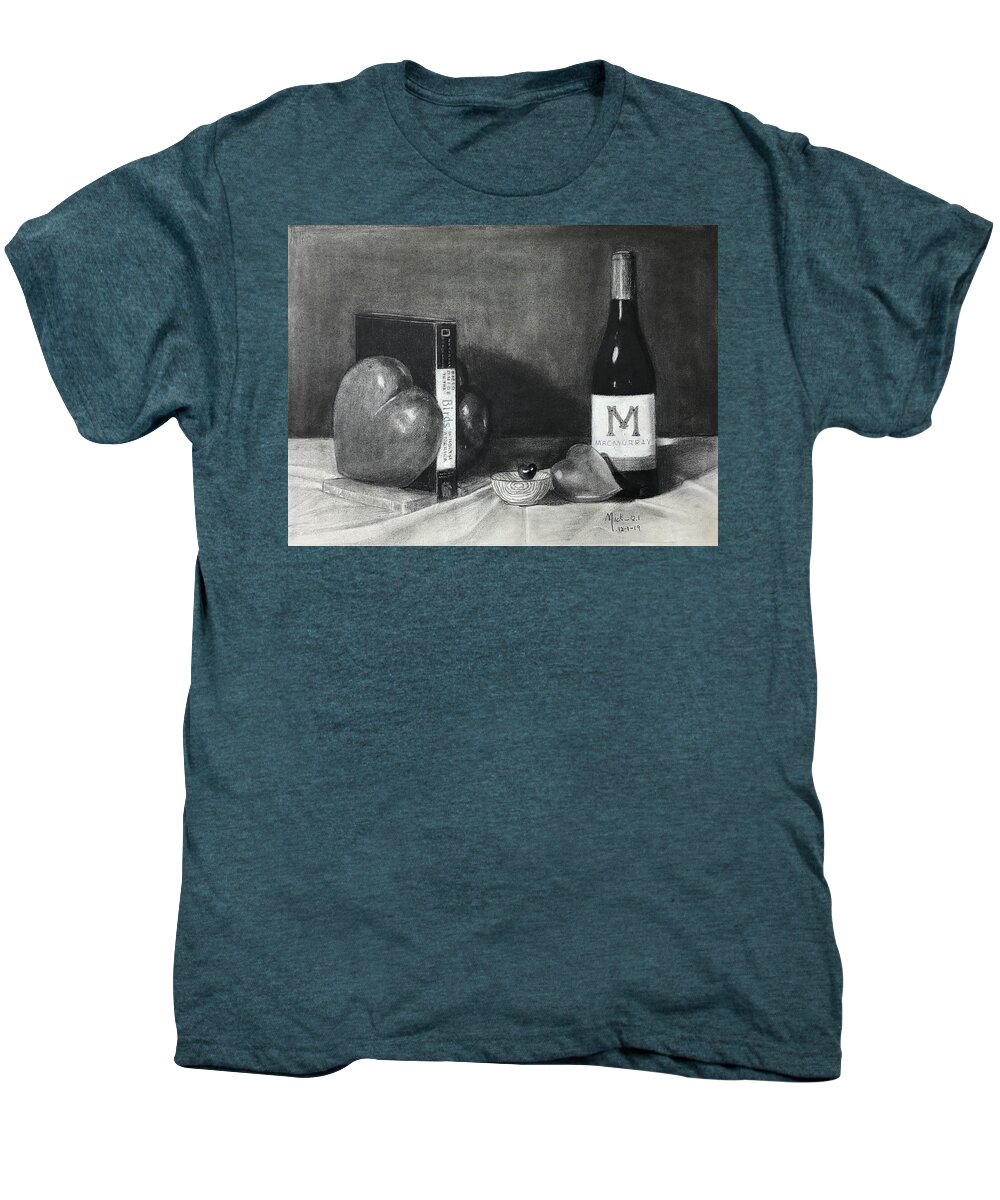 Black & White Men's Premium T-Shirt featuring the painting The Love of Relaxing by Sharon Mick