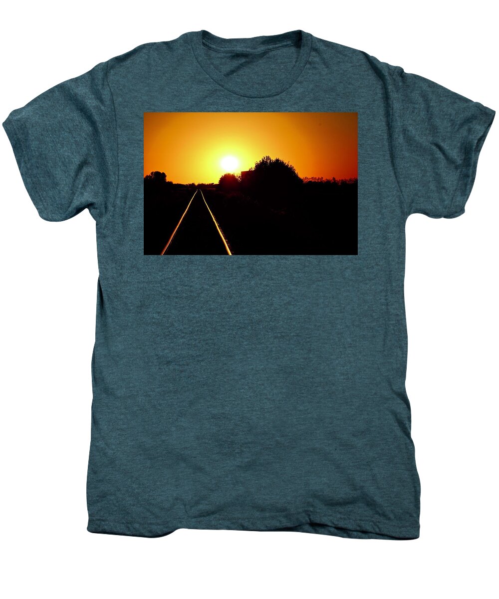 Like The Rolling Stones Lyrics Men's Premium T-Shirt featuring the photograph The Train Left the Station by Brian Sereda