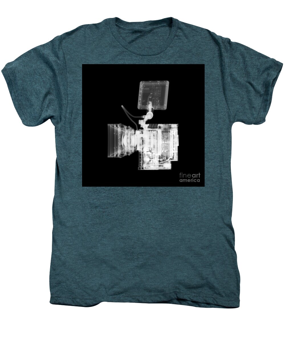 Black Men's Premium T-Shirt featuring the photograph Video camera, X-ray. by Science Photo Library