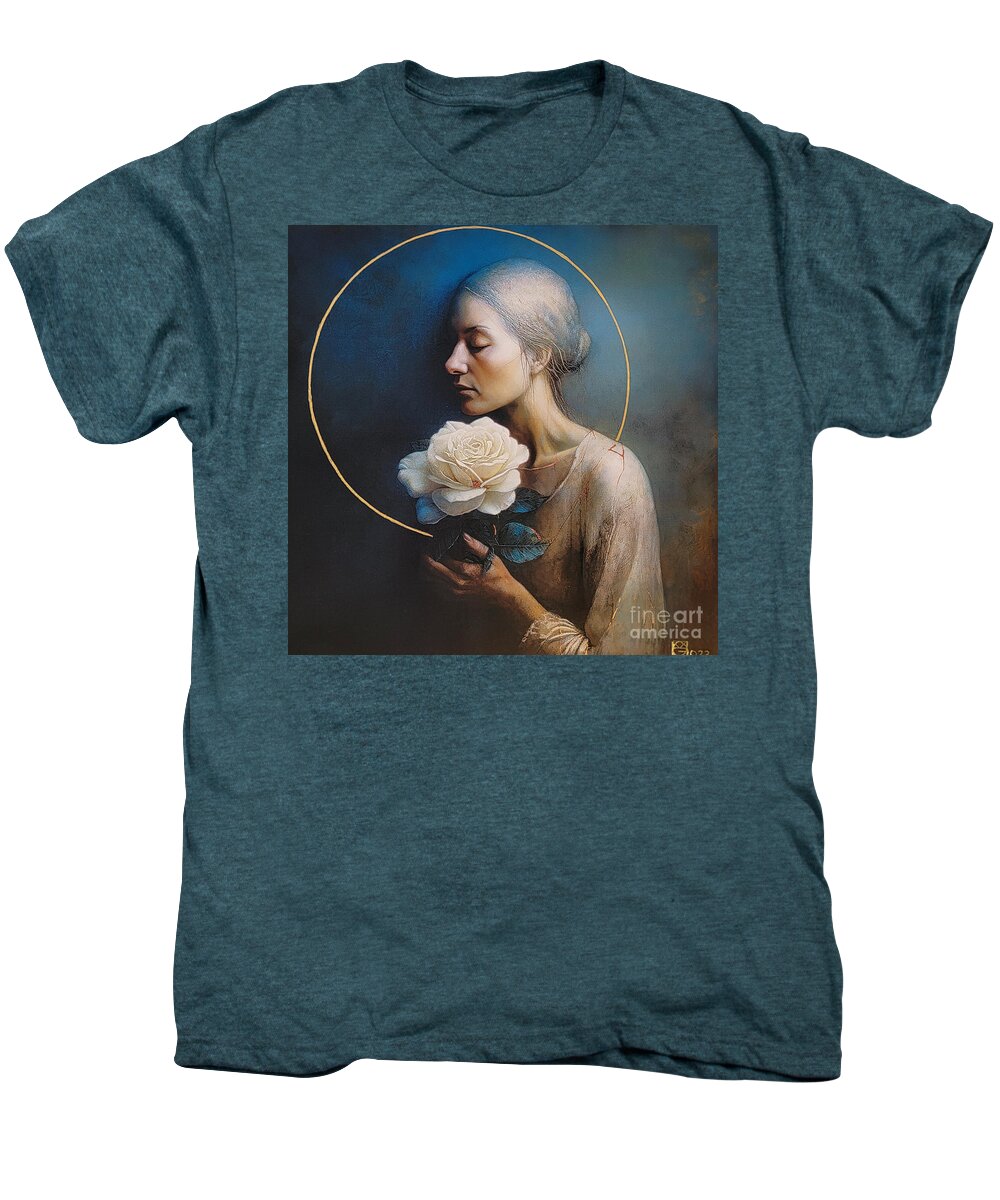 Painting Men's Premium T-Shirt featuring the digital art White Blossom 4 by Georgina Hannay