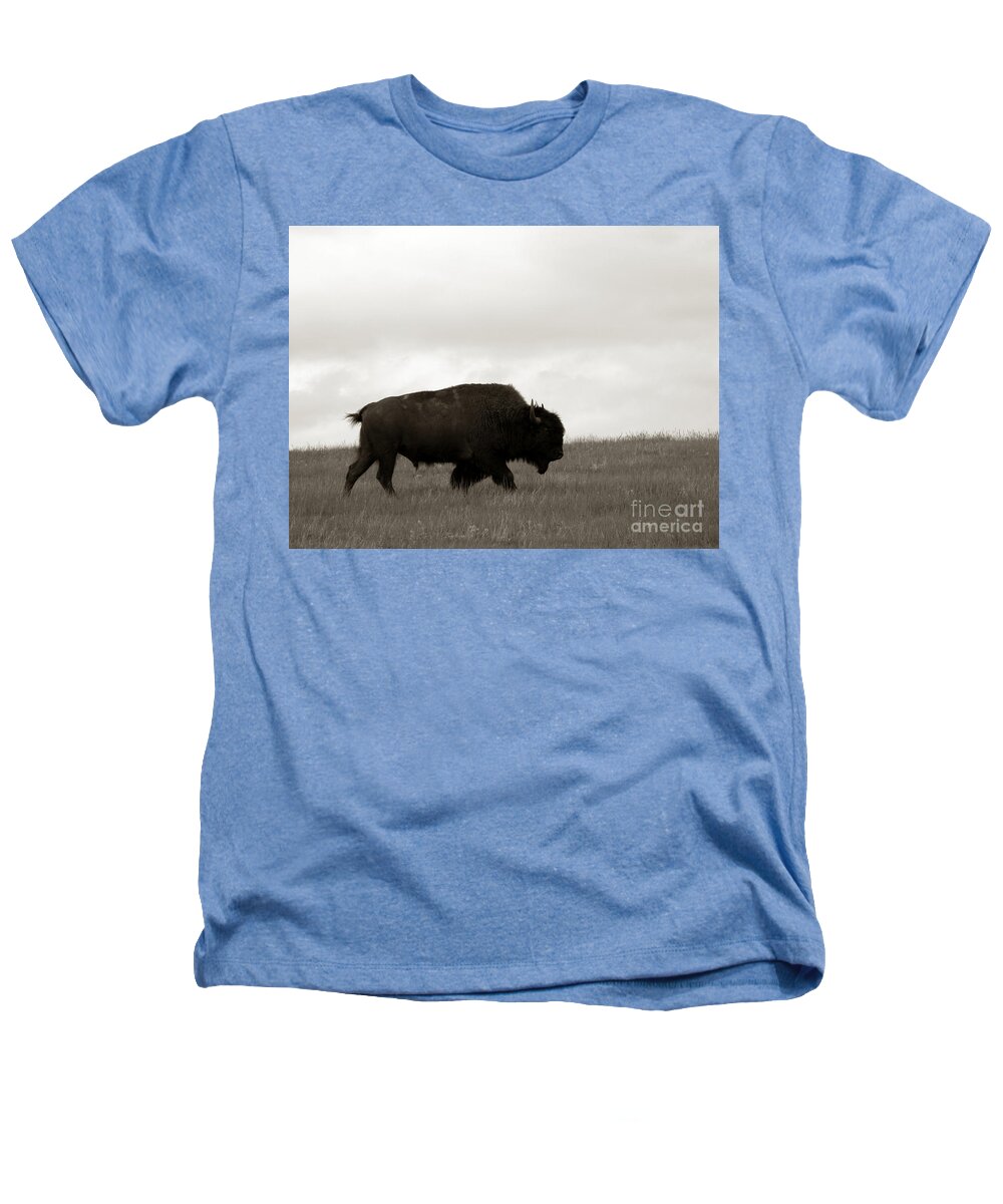 Bison Heathers T-Shirt featuring the photograph Lone Bison by Olivier Le Queinec