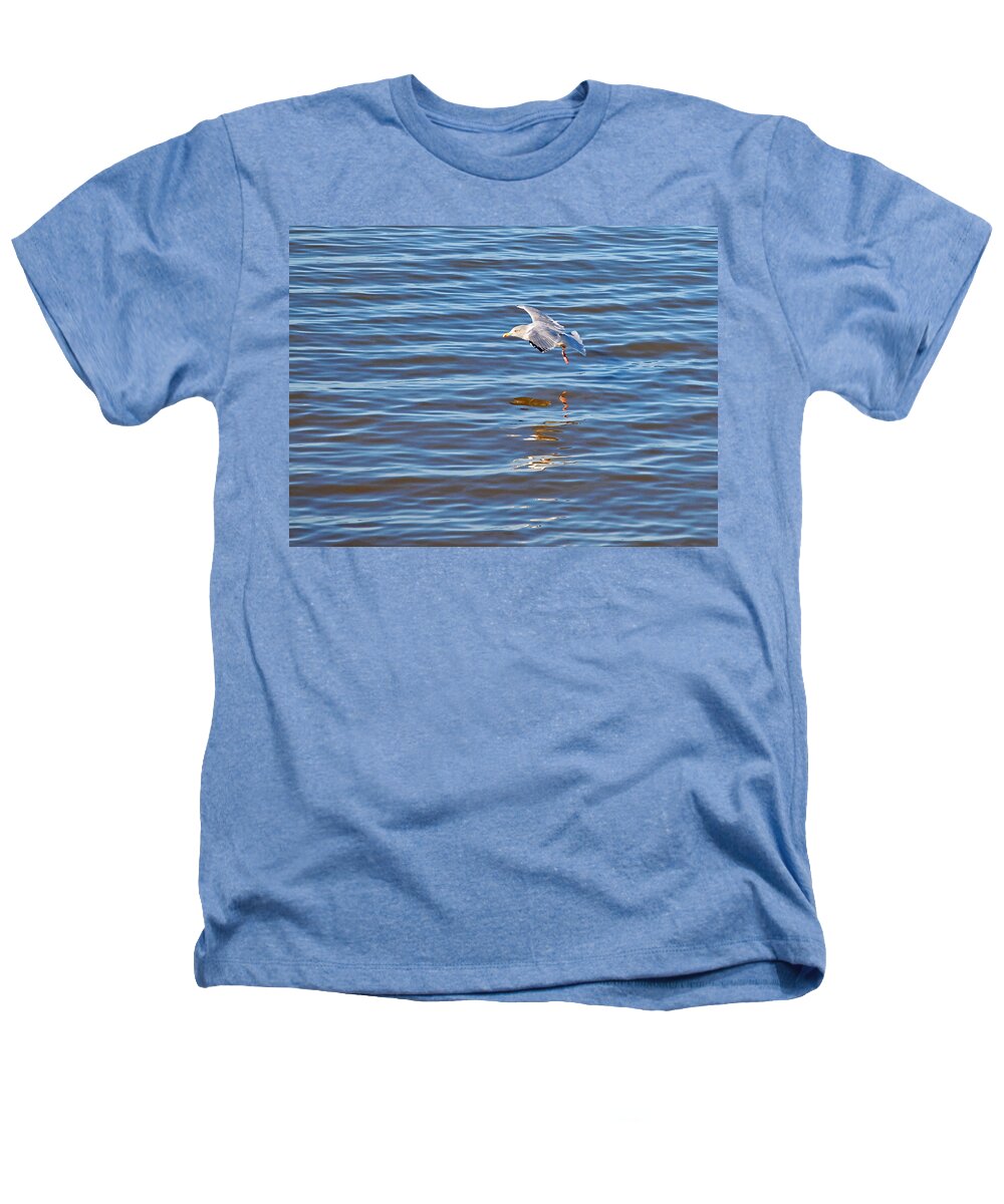 Seagull Heathers T-Shirt featuring the photograph Skimming The Waves by Gill Billington
