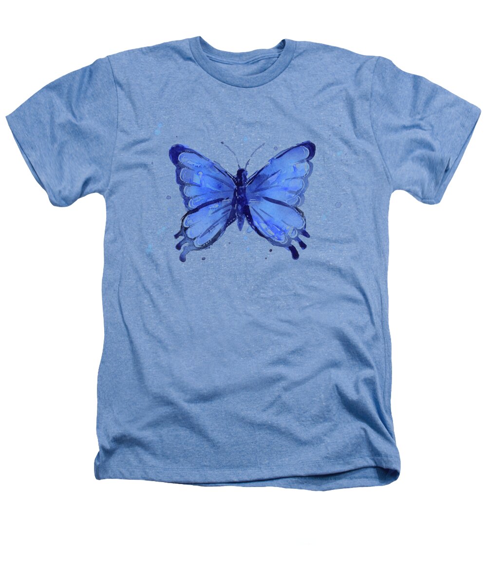 Watercolor Heathers T-Shirt featuring the painting Butterfly Watercolor Blue by Olga Shvartsur